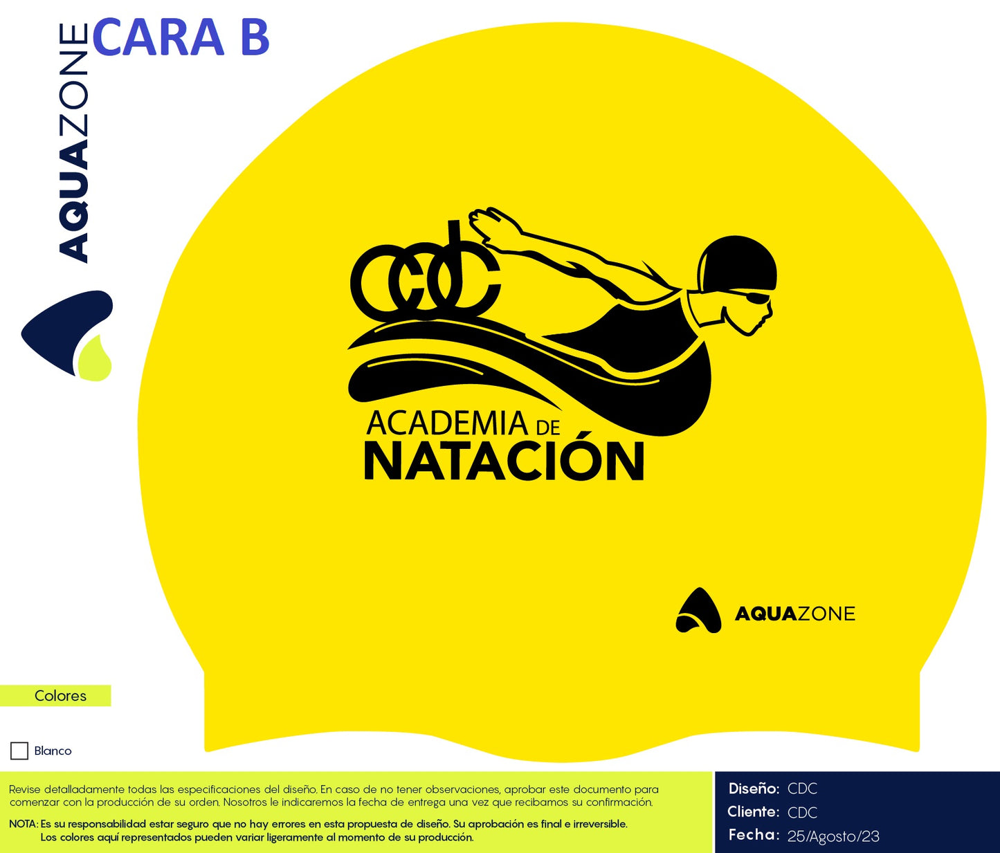GORRA DE SILICON AQUA ZONE LISA AMARILLA CDC