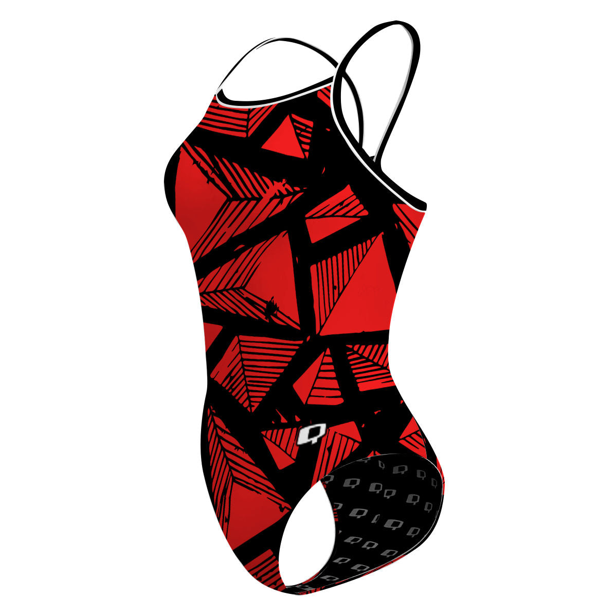 Pyramid - Black/Red - Skinny Strap Swimsuit