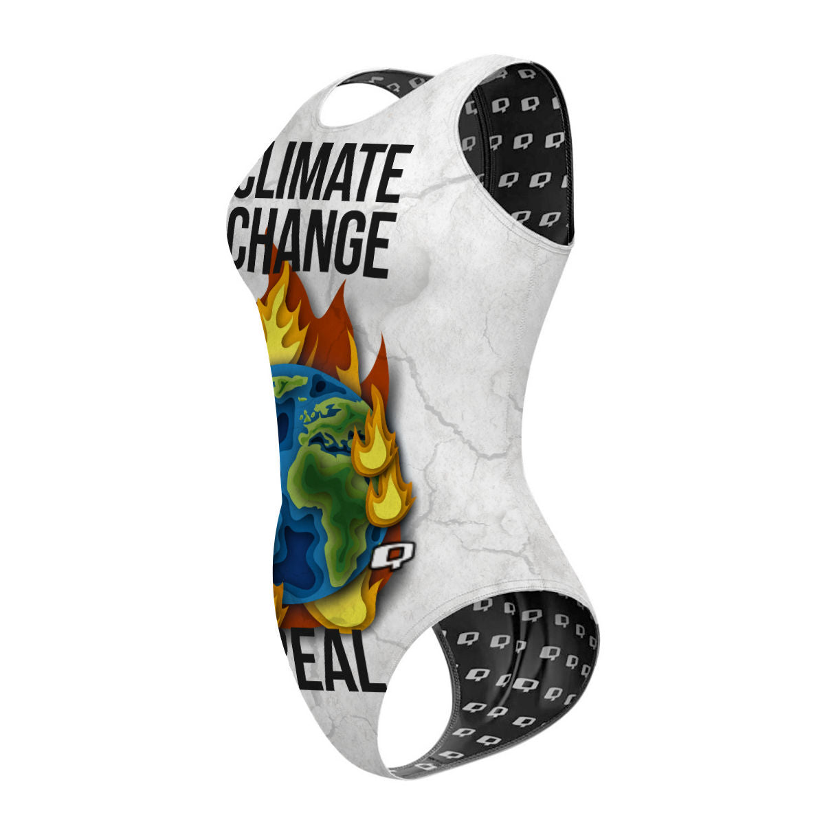 Climate Strike_White - Women Waterpolo Swimsuit Classic Cut