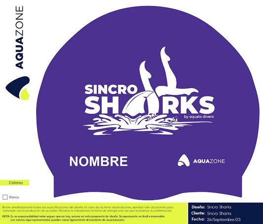 GORRA DE SILICON AQUA ZONE LISA MORADO LOGO SINCRO SHARKS