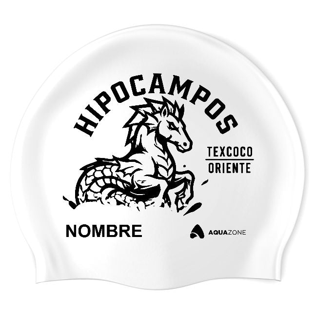Hipocampos (WHT/01/P) - Gorra Redonda de Silicón para Natación