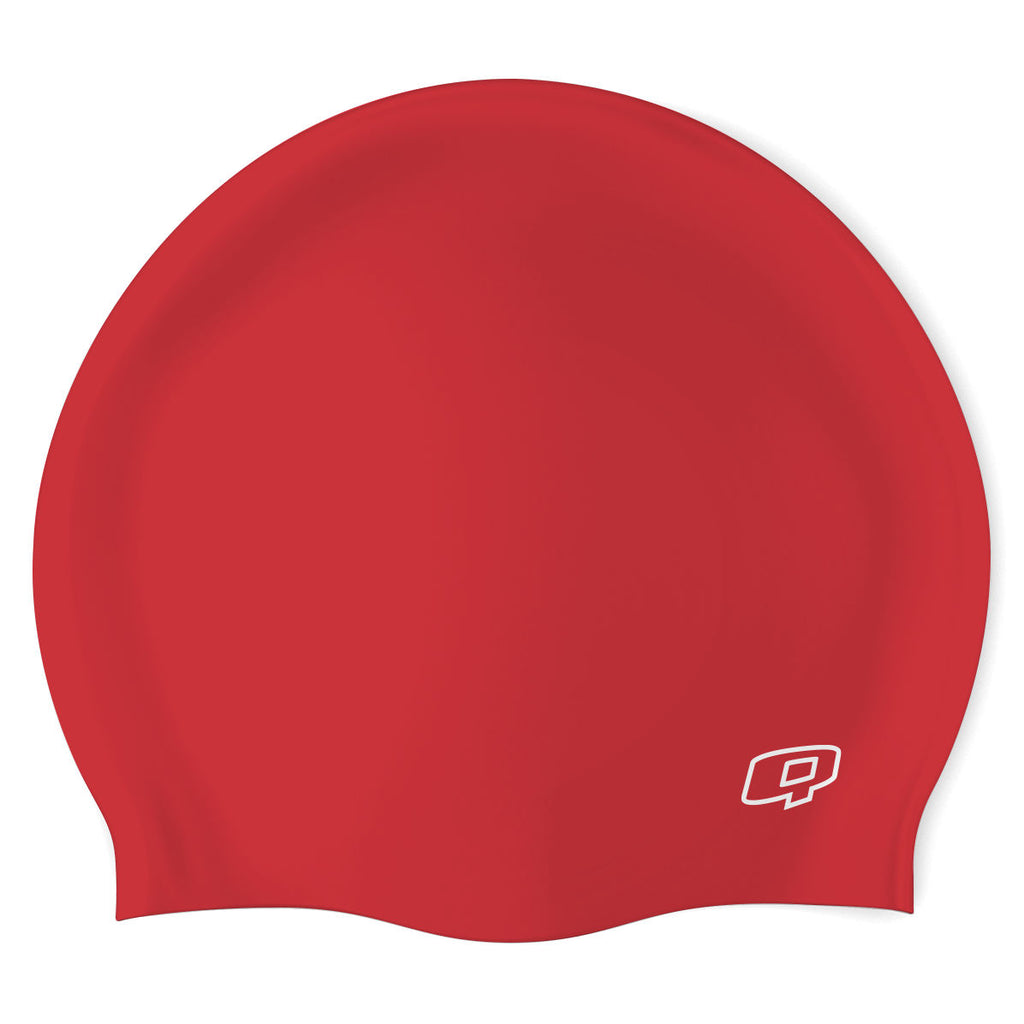 Q - Red - Wrinkle-Free Silicone Swimming Cap