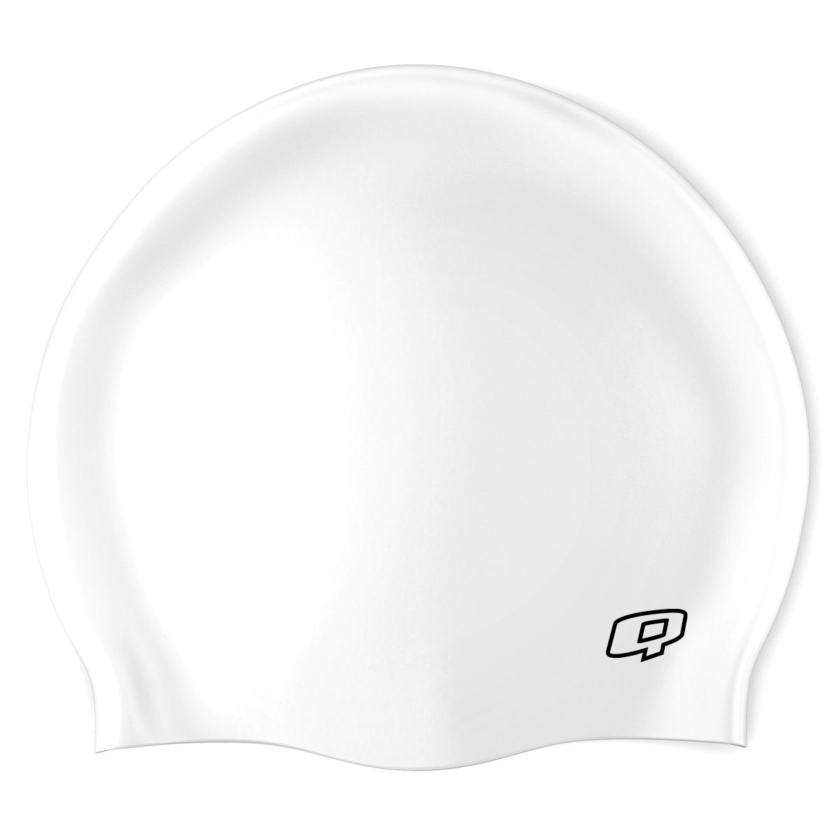 Q - White - Wrinkle-Free Silicone Swimming Cap