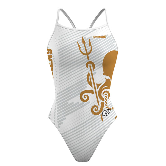 Krakens - White - Skinny Strap Swimsuit