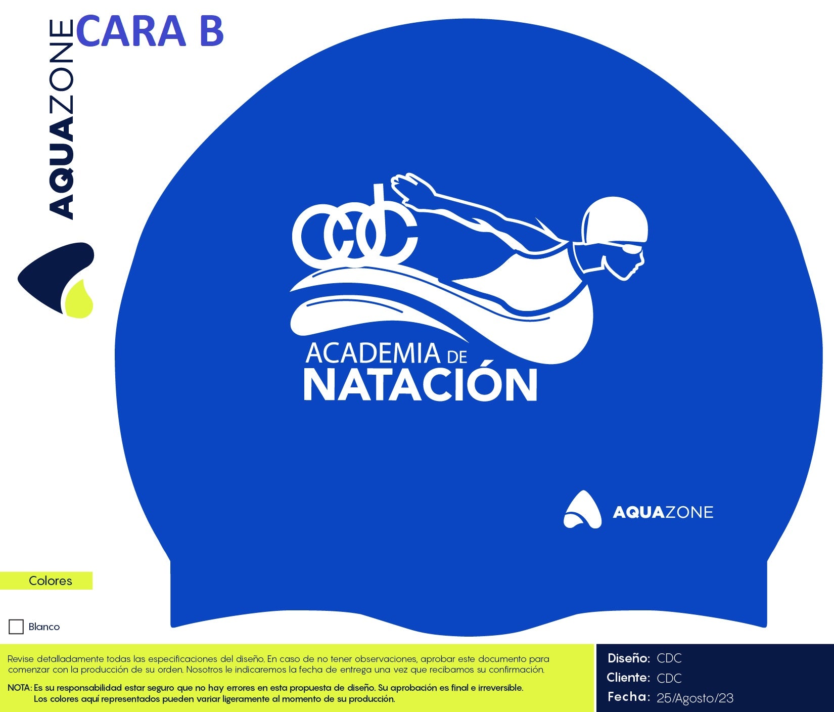 GORRA DE SILICON AQUA ZONE LISA REY CDC