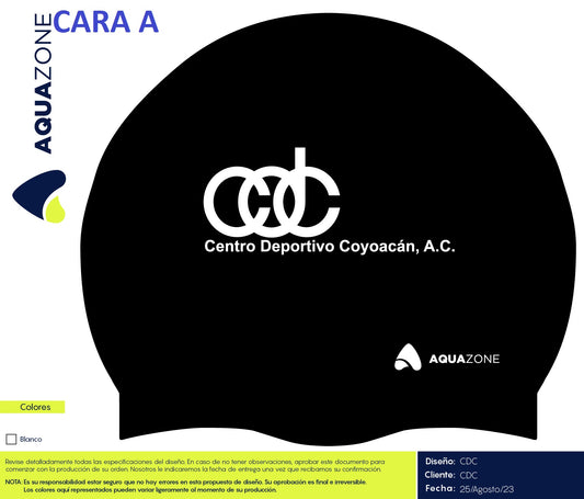 GORRA DE SILICON AQUA ZONE LISA NEGRA CDC