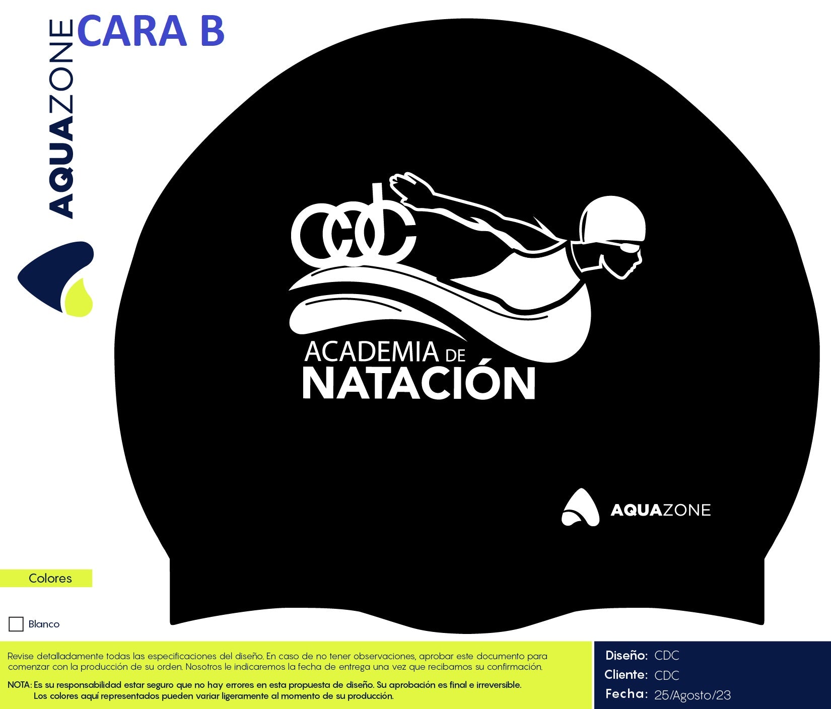 GORRA DE SILICON AQUA ZONE LISA NEGRA CDC
