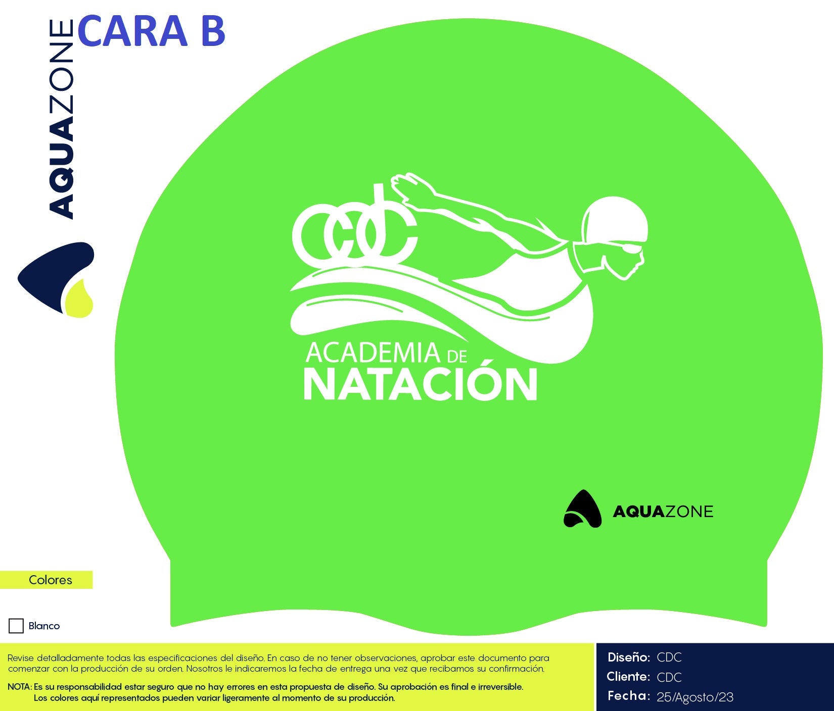 GORRA DE SILICON VERDE NEON AQUA-ZONE CDC