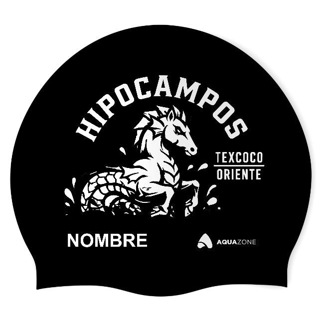 Hipocampos (BLK/01/P) - Gorra Redonda de Silicón para Natación