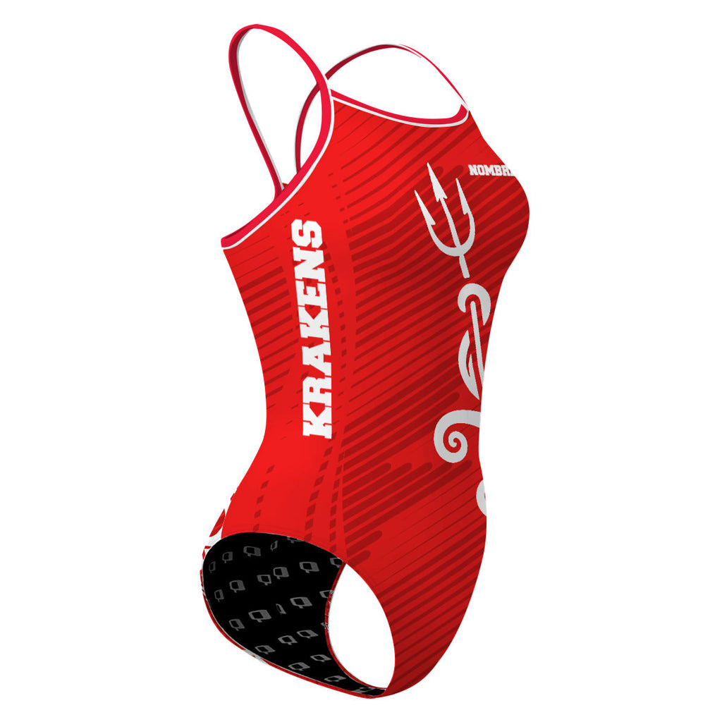 Krakens - Red - Skinny Strap Swimsuit