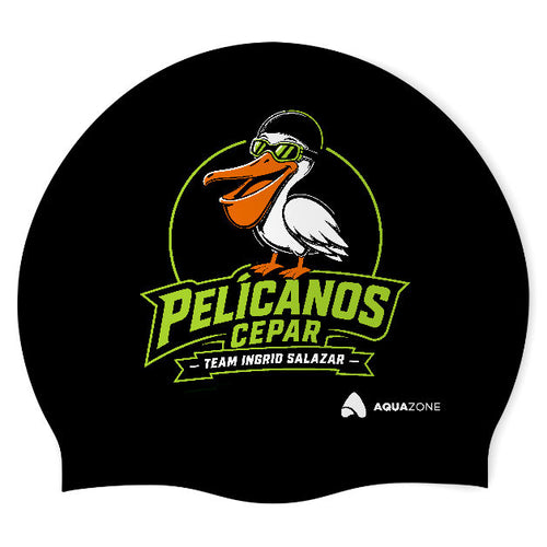 Acuatica Pelicanos # Team (BLK/04) - Gorra Redonda de Silicón para Natación