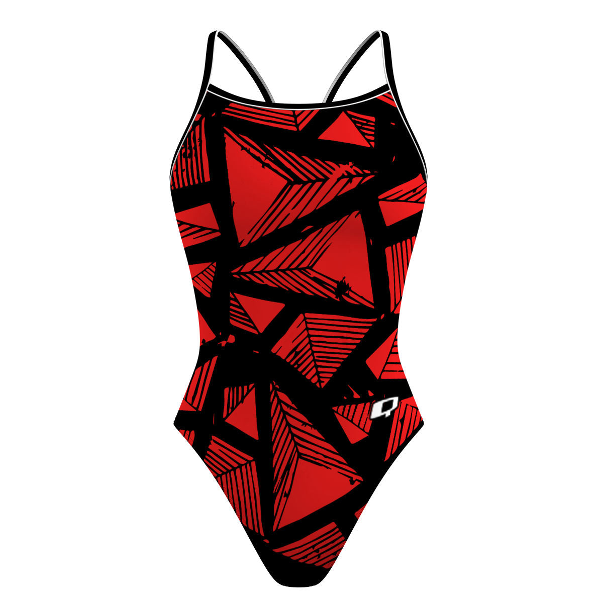 Pyramid - Black/Red - Skinny Strap Swimsuit