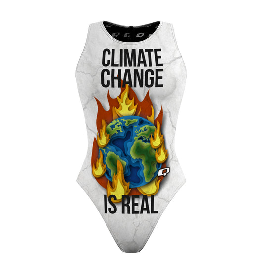 Climate Strike_White - Women Waterpolo Swimsuit Classic Cut