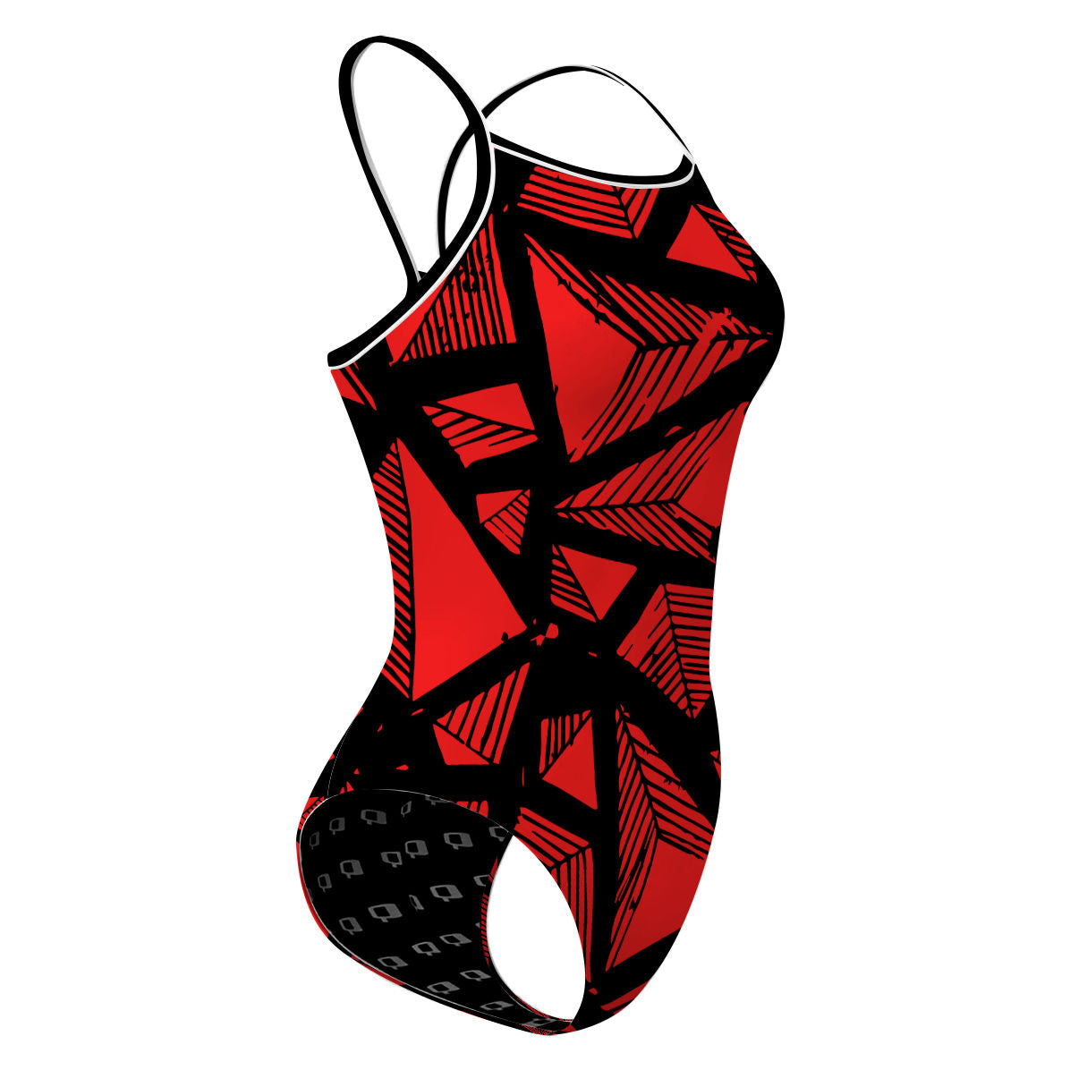 Pyramid - Black/Red - Skinny Strap Swimsuit