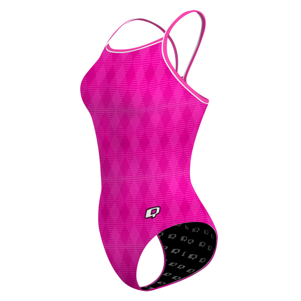 Hot Pink Plaid - Skinny Strap Swimsuit