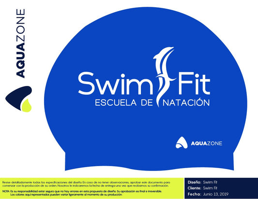 GORRA SILICÓN AZ REY c/SERIGRAFÍA SWIMFIT EN BLANCO